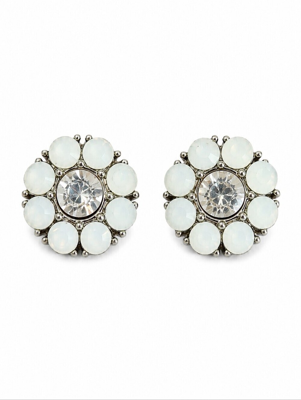 3/$30 Vtg Light Yellow Rhinestone Daisy Flower Bridal Post Earrings